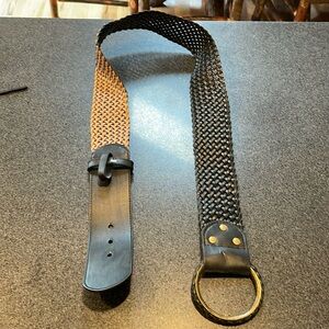 Anne Klein 2 inch wide woven synthetic leather black belt, size xl.